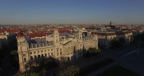 Aerial view. Budapest Museum of Ethnography, Hungary. 4K Stock Footage 54698171