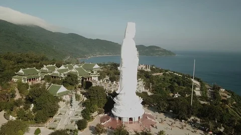 Aerial View of Buddhist Temple,Da Nang, Vietnam Stock Footage 92354232