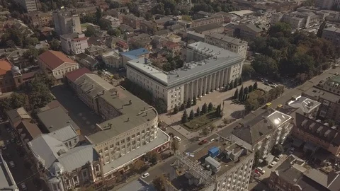 Aerial view of the building in Classicism style Video stock 120579351