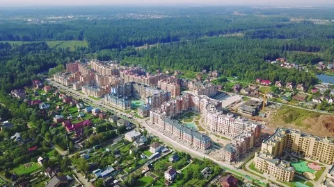 Aerial view of the building complex in the beautiful nature Stock Footage 81454619