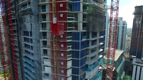 AERIAL - View of building in construction Stock Footage