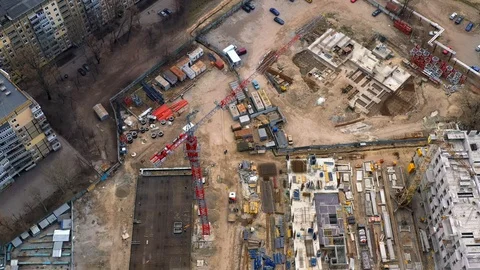 Aerial view of building construction site Stock Footage 104793075