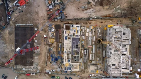 Aerial view of building construction site Stock Footage 104793608