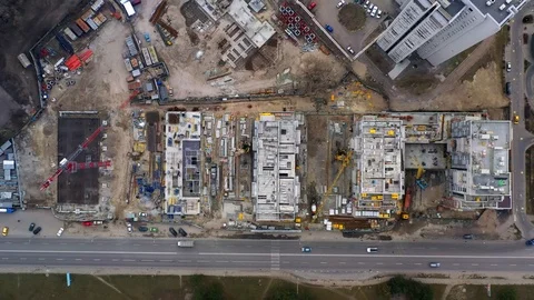 Aerial view of building construction site Stock Footage 104794287