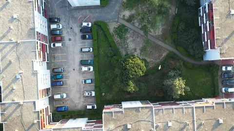 Aerial view of a building with courtyard, Montpellier suburb 動画素材 128154792