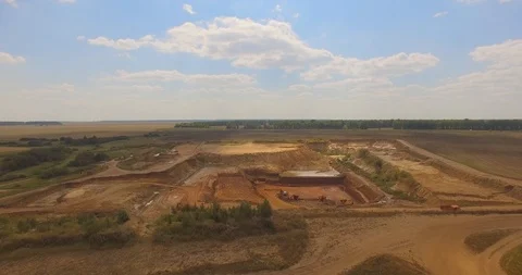 Aerial view on the building large construction site in field Video stock 93505577