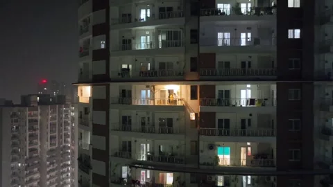 Aerial view of the building at night Stock Footage 248251012