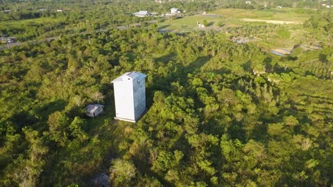 Aerial view of the building for swallow nests Stock Footage 246740521