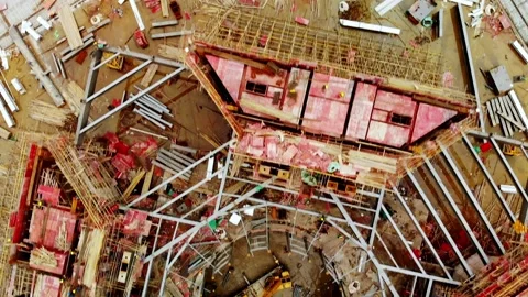Aerial view of the building under construction in China. Stock Footage 177051000