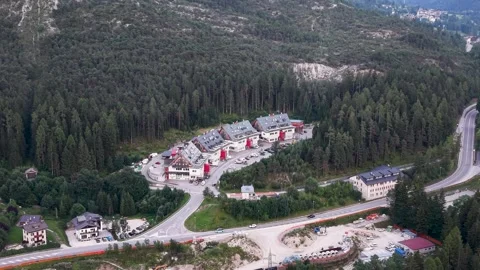 Aerial View of Buildings Complex in San Vito di Cadore, Dolomites Italy Stock Footage 342288358