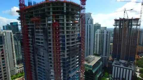 AERIAL - View of buildings in construction Stock Footage 65154060