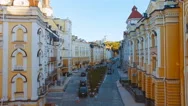 Aerial View Of Buildings On European City Street Stock Footage