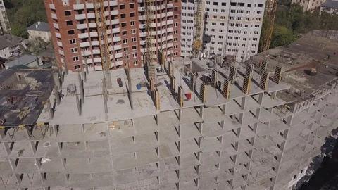 Aerial view of buildings under construction. Stock Footage 89787466