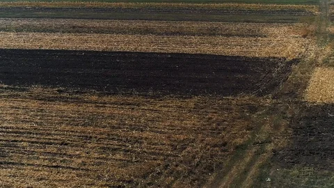 Aerial view of a bunch of plowed fields. Stock Footage 113570526