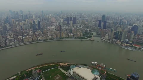 Aerial View of The Bund and Shanghai skyline,Shanghai.China. Stockbeeldmateriaal 85609448