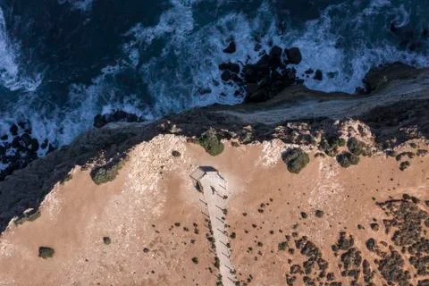 Aerial view Bunda Cliffs, Nullarbor Plain, South Australia Stock Photos