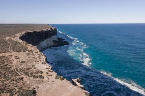 Aerial view Bunda Cliffs, Nullarbor Plain, South Australia Stock Photos