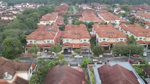 Aerial view of Bungalow unit in Desa Pinggiran Putra Stock Footage 150746334