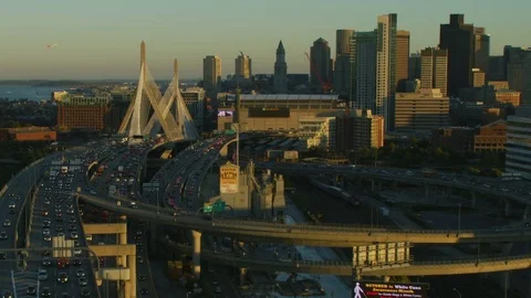 Aerial view Bunker Hill Bridge Boston Massachusetts USA Vidéo 83874474