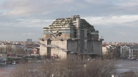 Aerial View of Bunker St. Pauli Green Bunker in Hamburg Germany Stock Footage 340200077