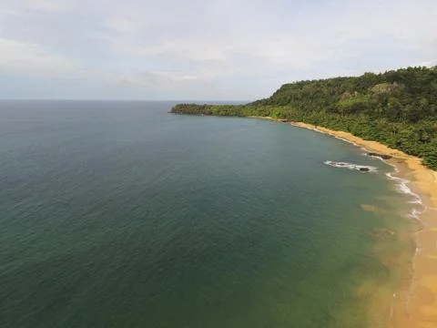 Aerial view from burra beach in Prince island, in São Tome e Principe 写真素材