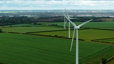 Aerial view of Burton Latimer Wind Farm, United Kingdom. Stock Footage 337646445