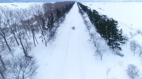 Aerial view of the bus Video stock 100965599