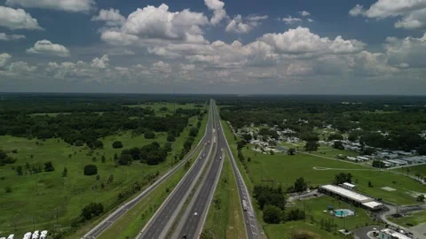 Aerial View of Bushnell Florida with Interstate I75 Stock Footage 244627901