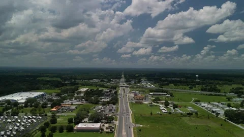 Aerial View of Bushnell Florida with Interstate I75 Stock Footage 244633341