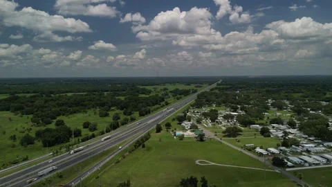 Aerial View of Bushnell Florida with Interstate I75 Stock Footage 244633606