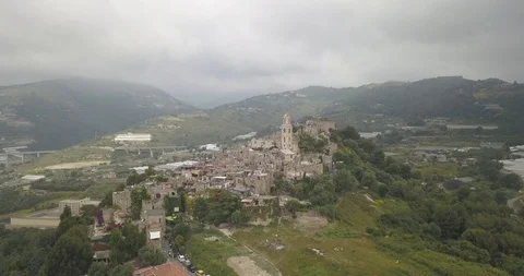 Aerial view of Bussana Vecchia Stock Footage 110744214