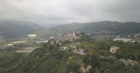 Aerial view of Bussana Vecchia Stock Footage 110744260