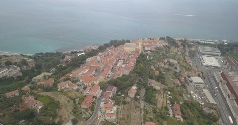 Aerial view of Bussana Vecchia Stock Footage 110744815