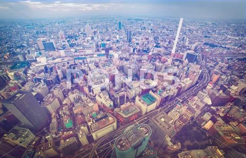 Aerial view of a bustling city Stock Photos