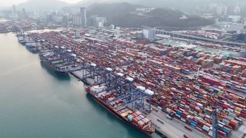 Aerial View of Busy Container Terminal at Yantian Port, Shenzhen, China 動画素材 331567382
