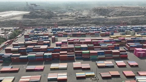 Aerial view of busy container yard in Delhi India Stock Footage 334241397