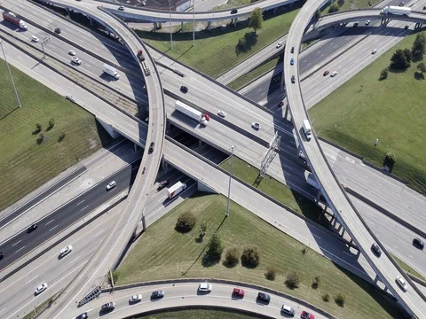 Aerial view of busy freeway Video stock 80425498