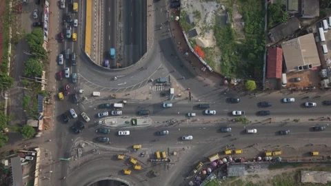 Aerial View Of A Busy Intersection 3 Stock Footage 305885963