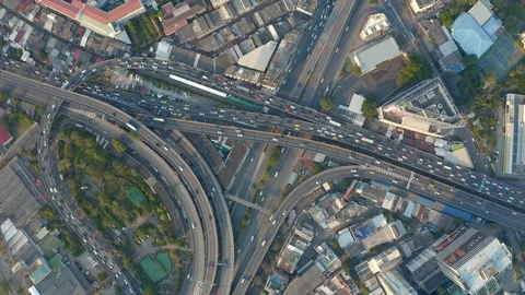 Aerial View of Busy Road Stock Footage 101951408