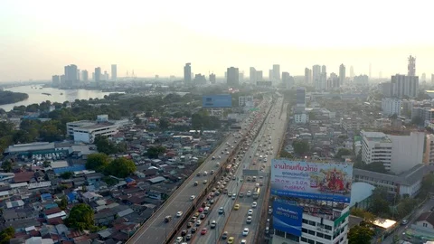 Aerial View of Busy Road Stock Footage 102409412
