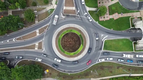 Aerial view of busy roundabout Stock-Footage 332749716