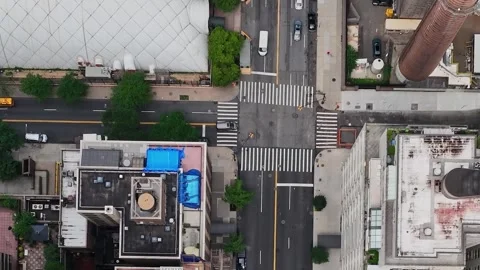 Aerial view of busy street intersection in New York City Stock-Footage 321349956