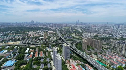 Aerial view of busy traffic intersection ,top view,nanjing city,china. Stock Footage 92511907