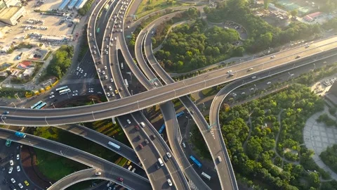 Aerial view of busy traffic intersection ,top view,nanjing city,china. Stock Footage 92565908