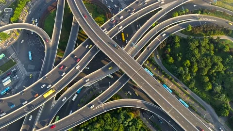 Aerial view of busy traffic intersection ,top view,nanjing city,china. Stock Footage 92566036