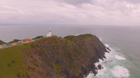 Aerial View Byron Bay Lighthouse Australia Stock Footage 102606677