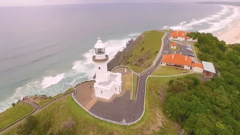 Aerial View Byron Bay Lighthouse Australia Stock Footage 102606704