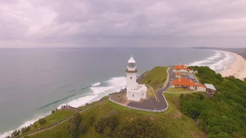 Aerial View Byron Bay Lighthouse Australia Stock Footage 102606738