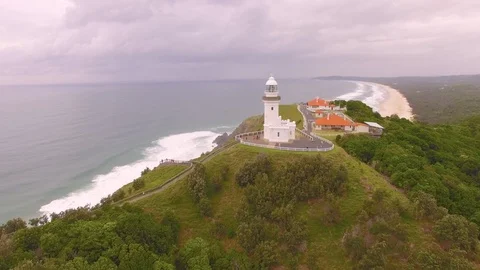Aerial View Byron Bay Lighthouse Australia Stock Footage 102606821