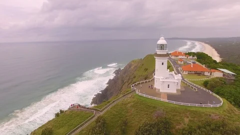 Aerial View Byron Bay Lighthouse Australia Stock Footage 102606861
